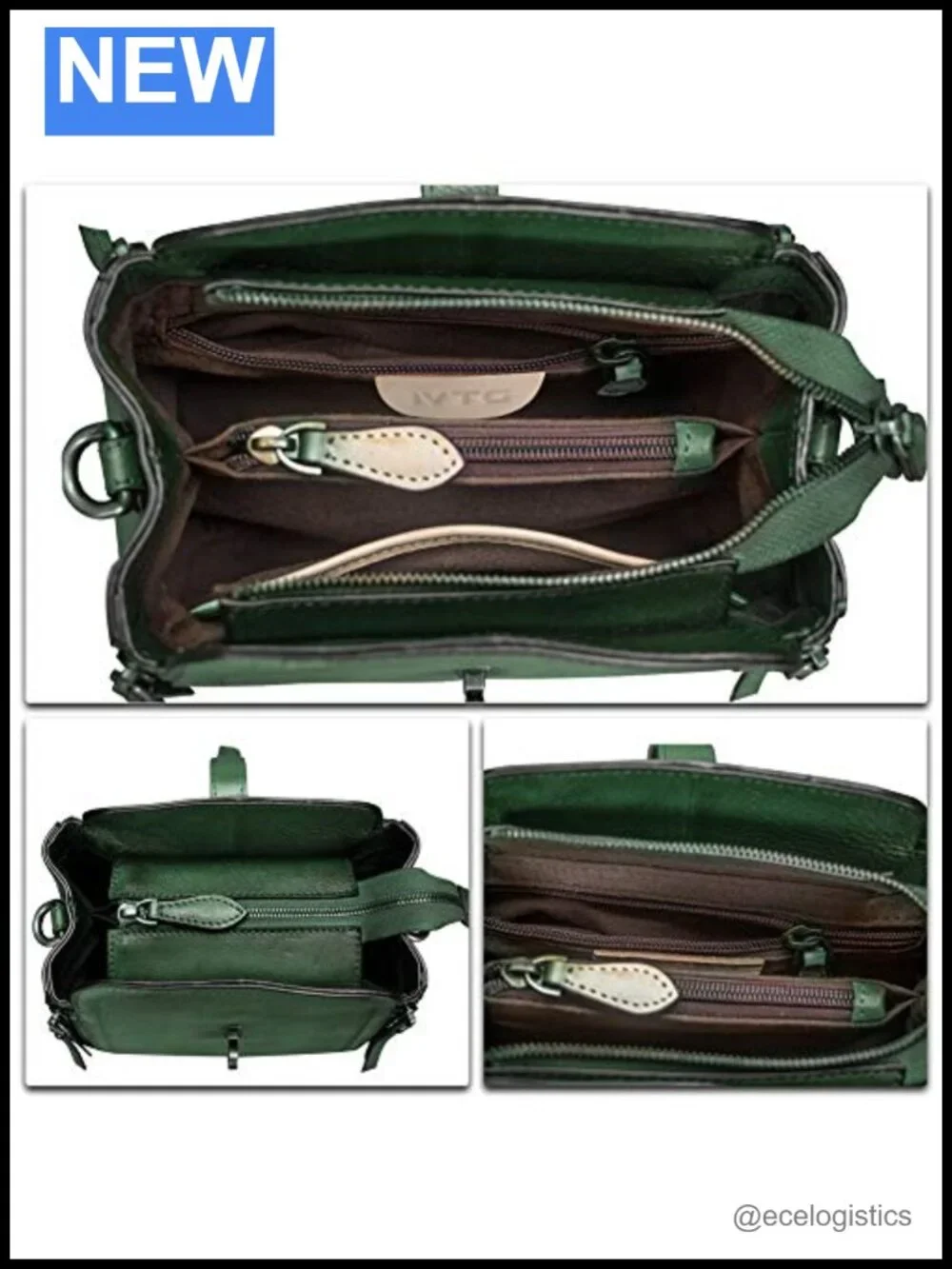 Genuine Leather Vintage Handmade Satchel Crossbody Purse with Removable